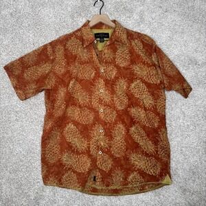 Pete Huntington Bali Pineapple Short Sleeve Button‎ Shirt Hawaiian Print Men's L